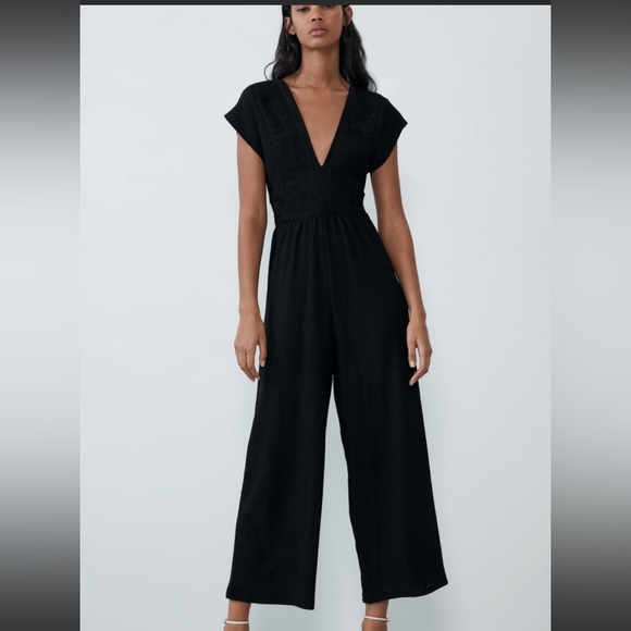 Zara Pants & Jumpsuits Nwt Zara Contrasting Black Jumpsuit Poshmark
